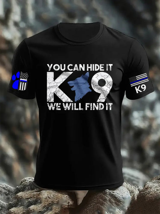 Men’s K9 Unit Police Dog Thin Blue Line K9 Police Officer Tribute T-Shirt Black / S
