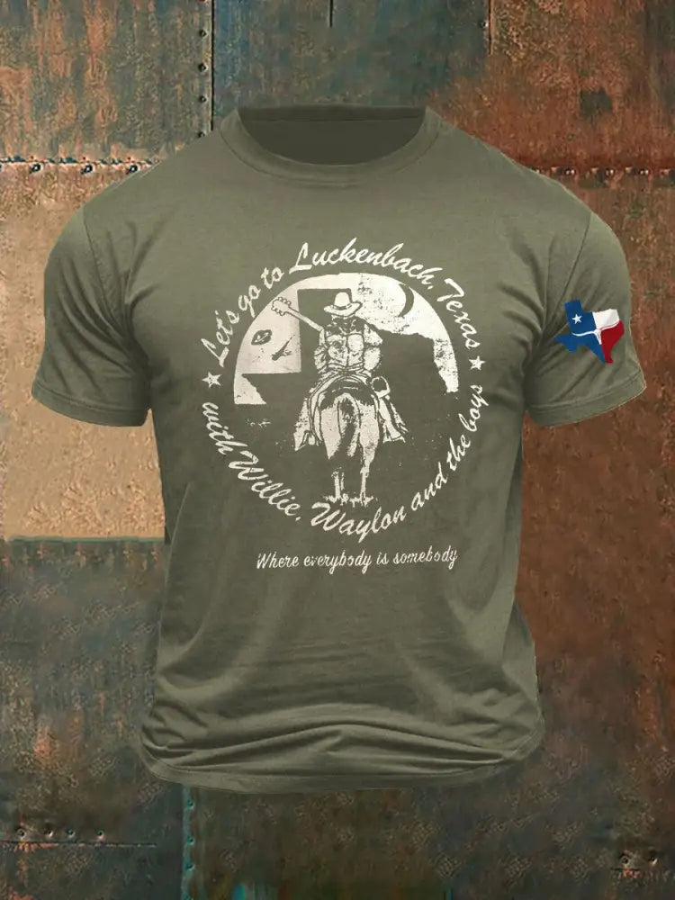 Men’s Let’s Go To The Texas Printed T-shirt Army Green / S