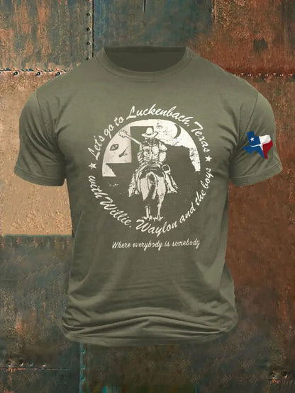 Men’s Let’s Go To The Texas Printed T-shirt Army Green / S