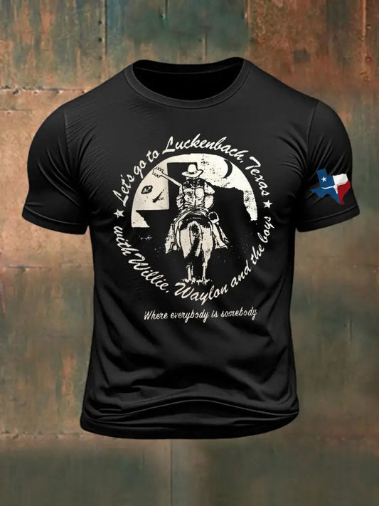 Men’s Let’s Go To The Texas Printed T-shirt Black / S