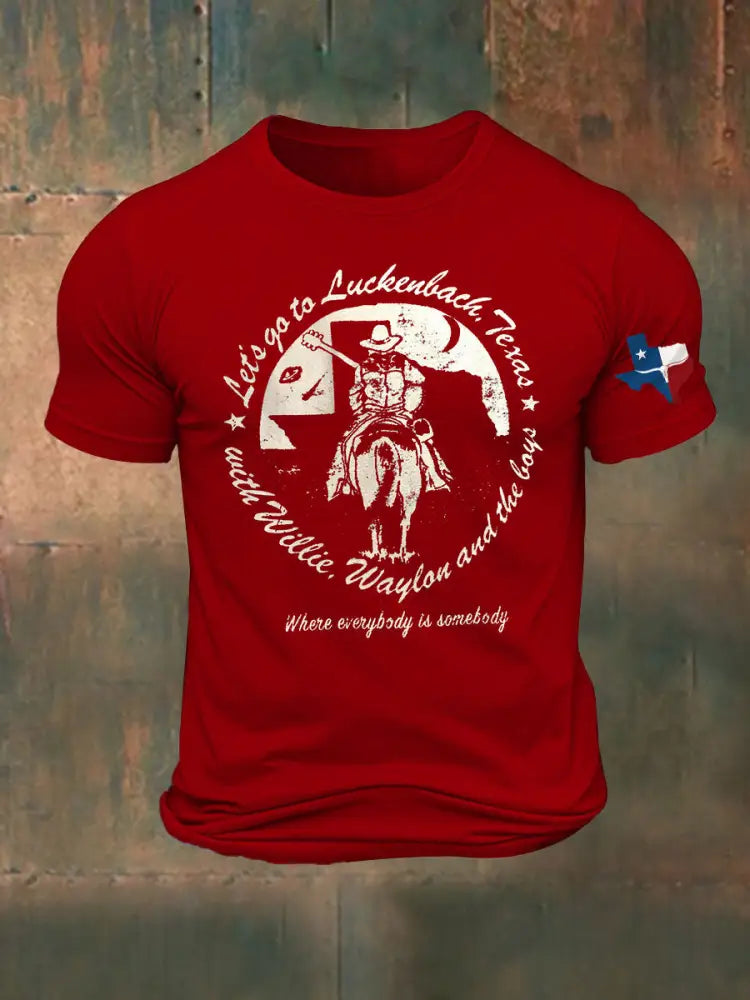 Men’s Let’s Go To The Texas Printed T-shirt Pure Red / S