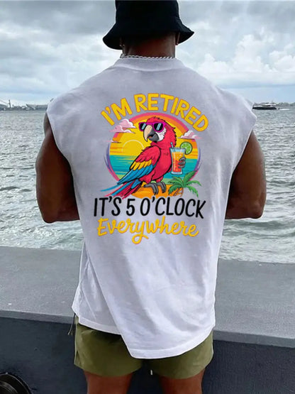 Men’s LI‘m Retired It‘s 5 O’clock Everywhere Parrot Casual Tank Top