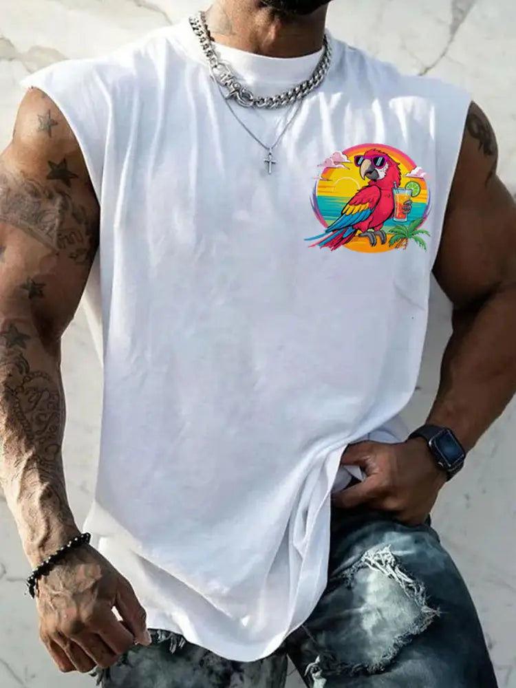 Men’s LI‘m Retired It‘s 5 O’clock Everywhere Parrot Casual Tank Top