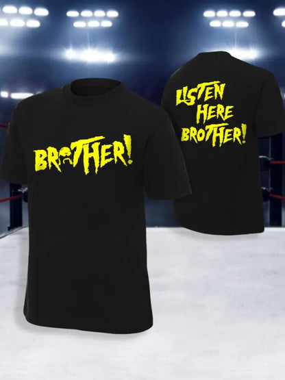 Men’s Listen Here Brother! Print T-shirt Black / S