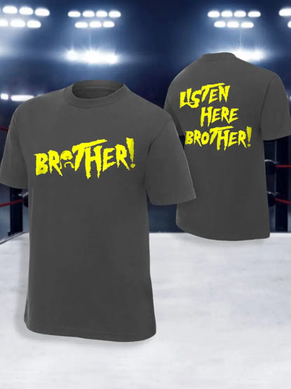 Men’s Listen Here Brother! Print T-shirt Dark Gray / S