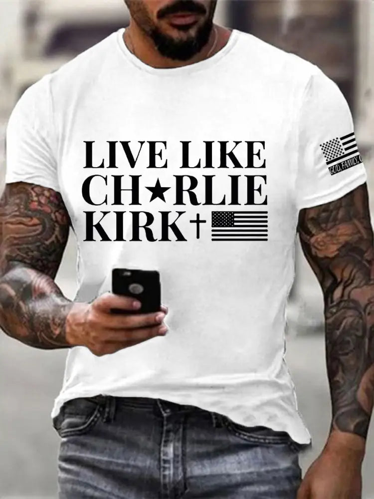 Men’s Live Like Charlie Kirk Printed T-shirt White / S