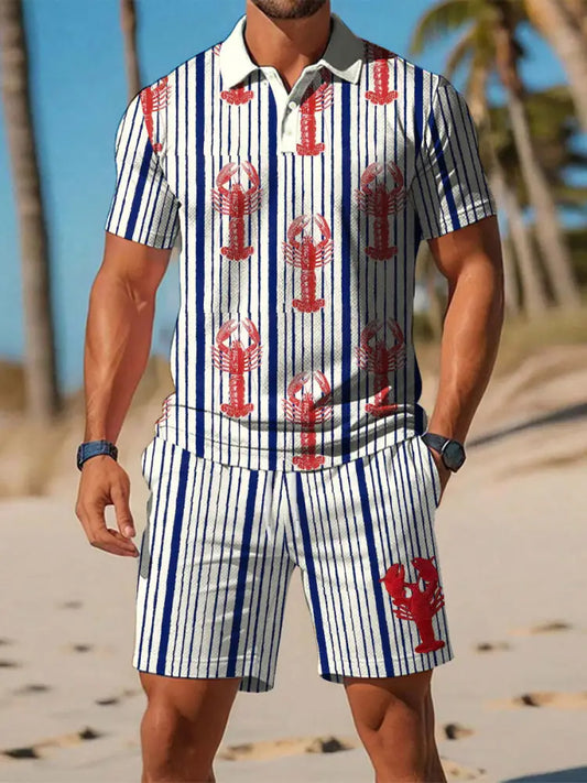 Men’s Lobster Printed Sets Navy Blue / S