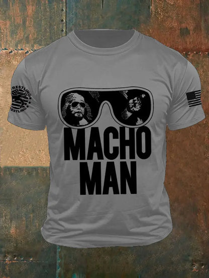 Men’s macho man wrestling t-shirts Light Gray / S