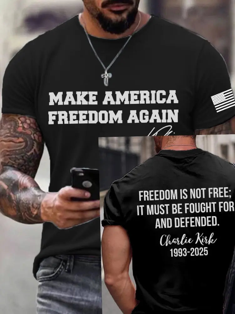 Men’s make america freedom again T-shirt Black / S