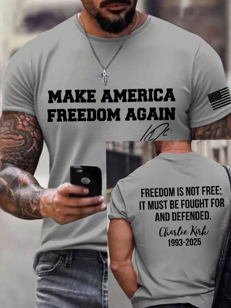 Men’s make america freedom again T-shirt Light Gray / S
