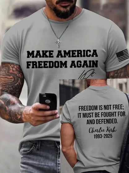 Men’s make america freedom again T-shirt Light Gray / S