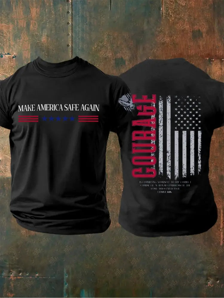 Men’s Make America Safe Again Charlie Kirk Printed T-shirt Black / S