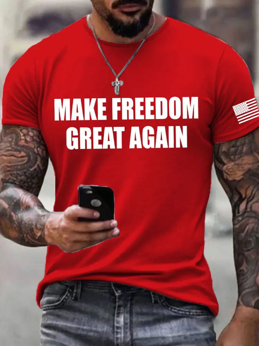 Men’s ’Make Freedom Great Again’ T-shirt Pure Red / S