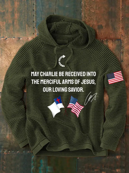 Men’s ’May Charlie be accepted into the compassionate arms of our loving Savior Jesus’ Charlie Kirk signed