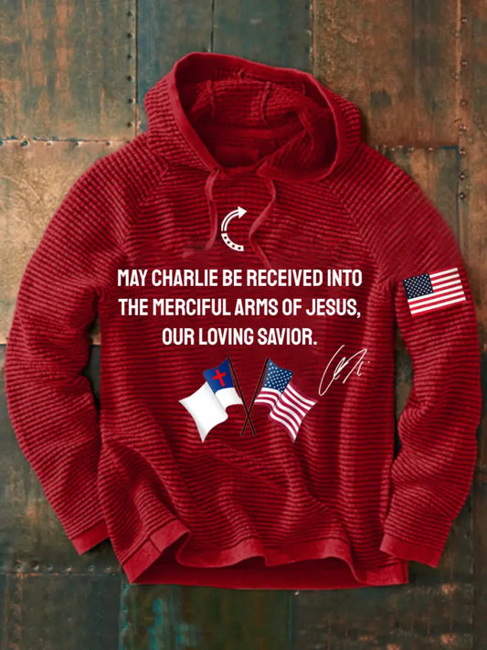 Men’s ’May Charlie be accepted into the compassionate arms of our loving Savior Jesus’ Charlie Kirk signed