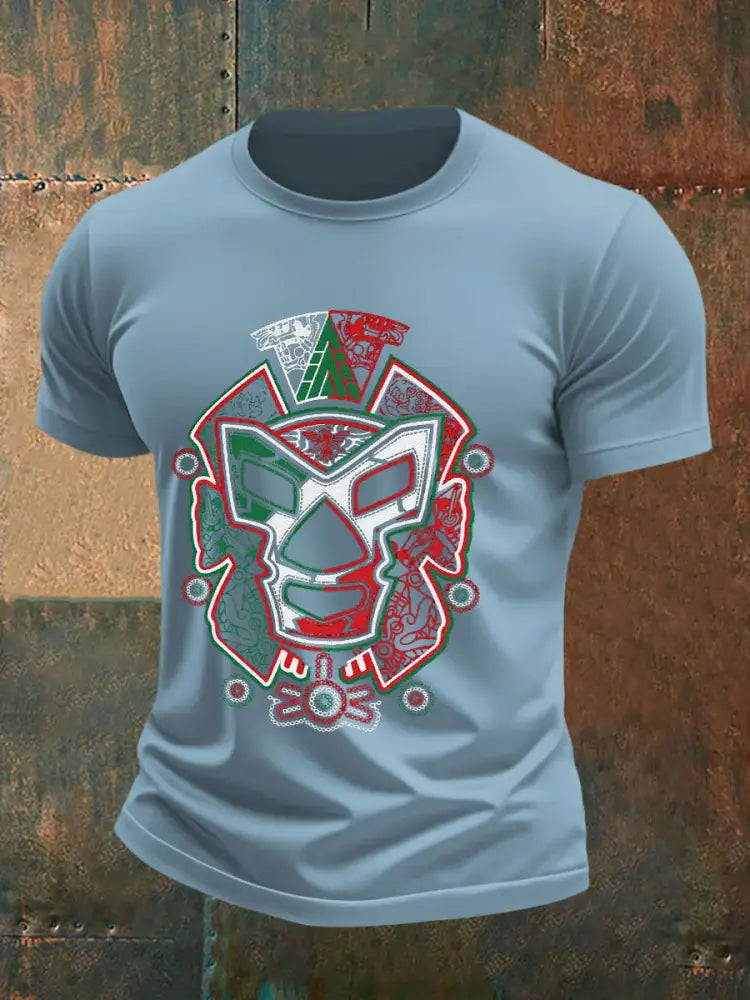 Men’s Mexican Wrestling Mask T-shirts Sky Blue / S