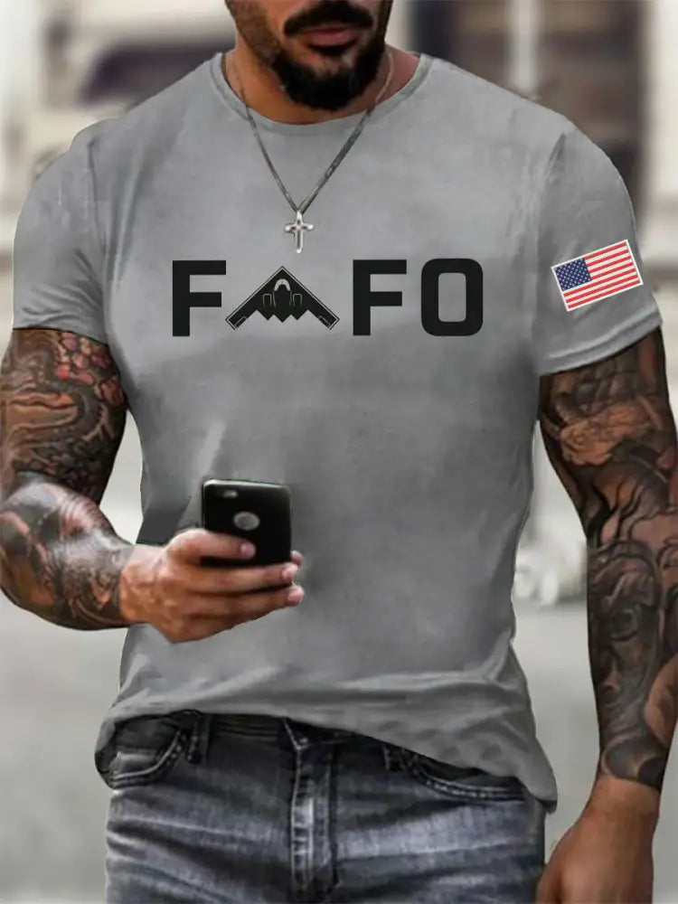 Men’s Midnight Hammer B2 FAFO Printed T-shirt Light Gray / S
