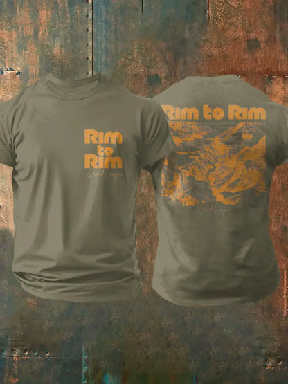 Men’s Moutains Hiking Lover Canyon Printed T-shirt Army Green / S