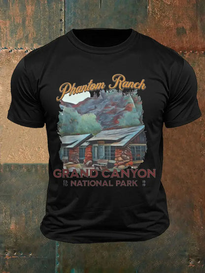Men’s Moutains Hiking Lover Canyon Printed T-shirt Black / S