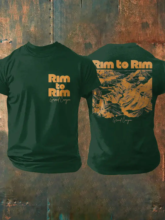 Men’s Moutains Hiking Lover Canyon Printed T-shirt Dark Green / S