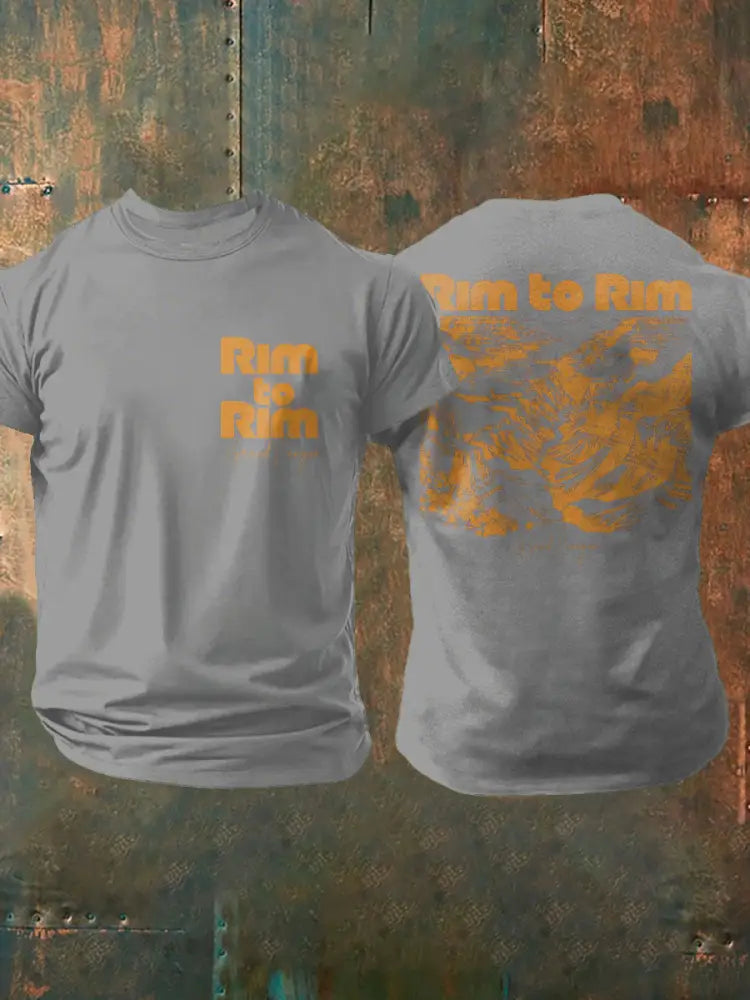 Men’s Moutains Hiking Lover Canyon Printed T-shirt Light Gray / S