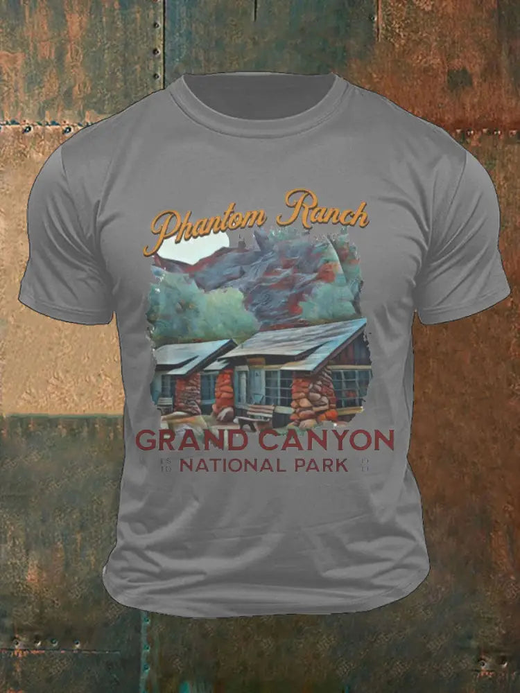 Men’s Moutains Hiking Lover Canyon Printed T-shirt Light Gray / S