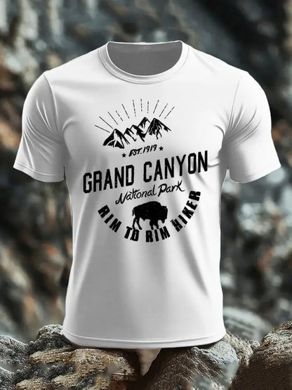 Men’s Moutains Hiking Lover Canyon Printed T-shirt White / S