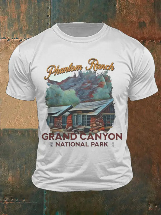 Men’s Moutains Hiking Lover Canyon Printed T-shirt White / S