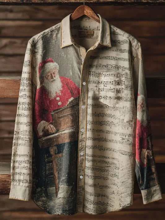 Men’s Music Santa Claus Vintage Shirts As picture / S