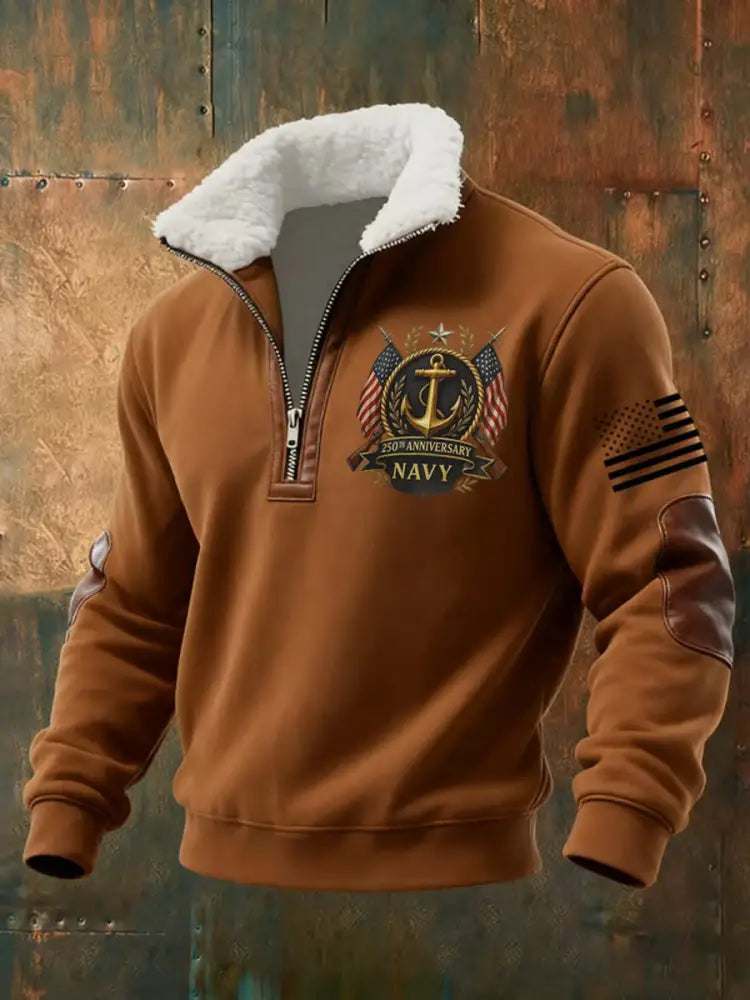 Men’s Navy Printed Sweatshirt Brown / S