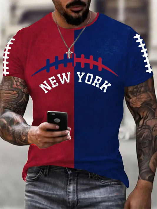 Men’s New York Football Short Sleeves T shirt As picture / S