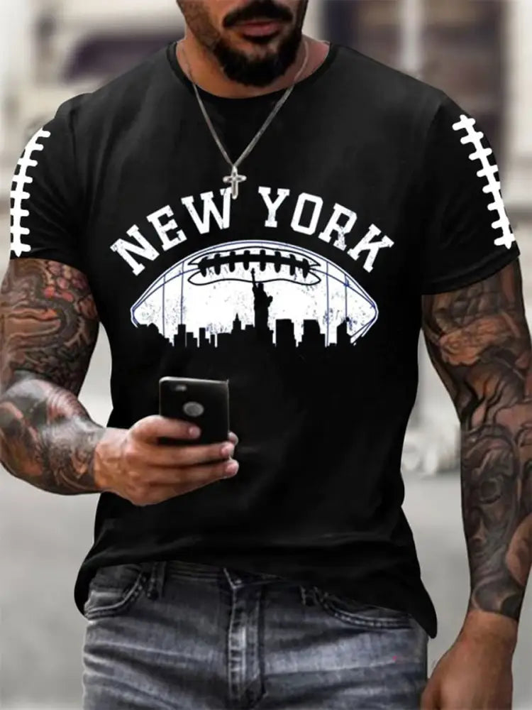 Men’s New York Football Short Sleeves T shirt Black / S