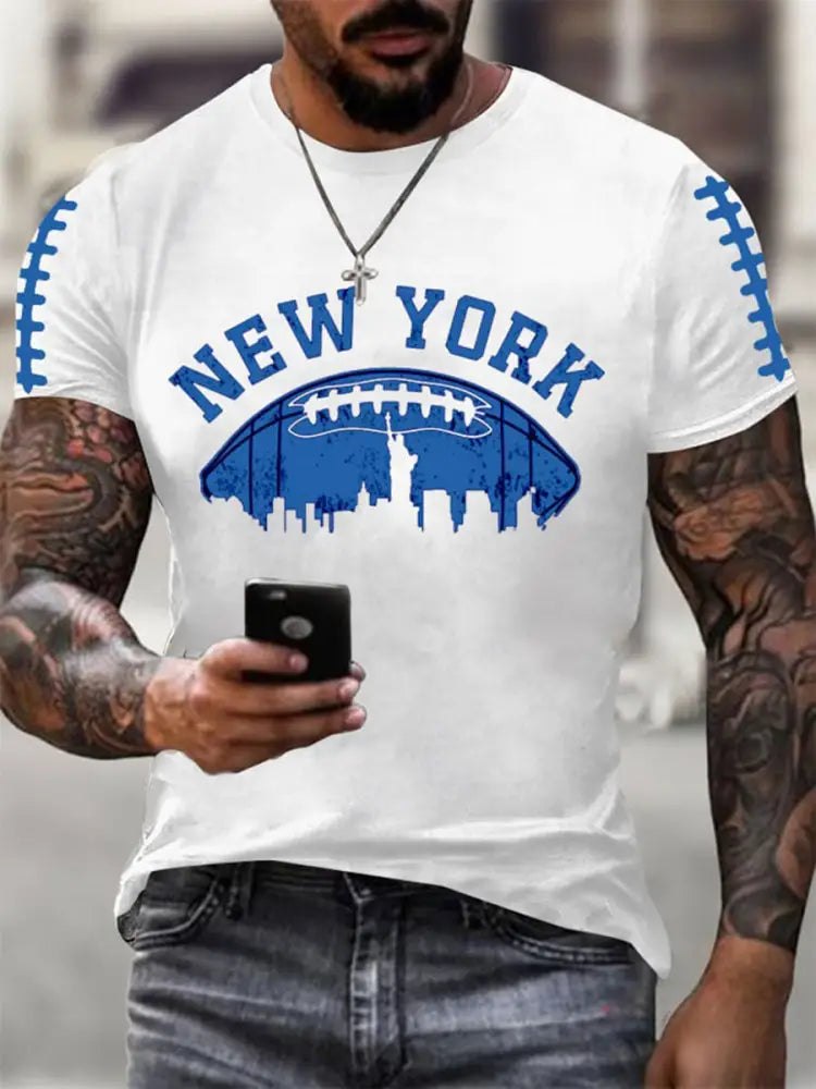 Men’s New York Football Short Sleeves T shirt White / S