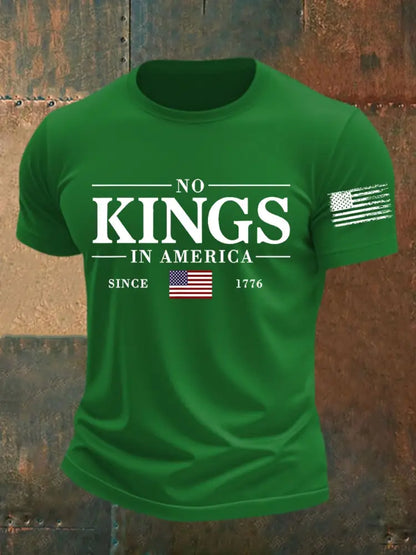 Men’s No Kings In America Resist Trump Protest Patriotic T-shirt Green / S