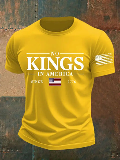 Men’s No Kings In America Resist Trump Protest Patriotic T-shirt Yellow / S