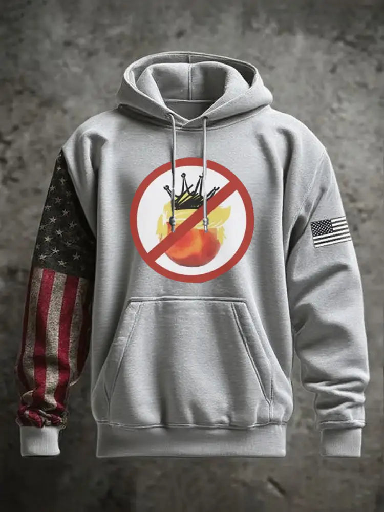 Men’s No Kings Printed Hoodie Gray / S