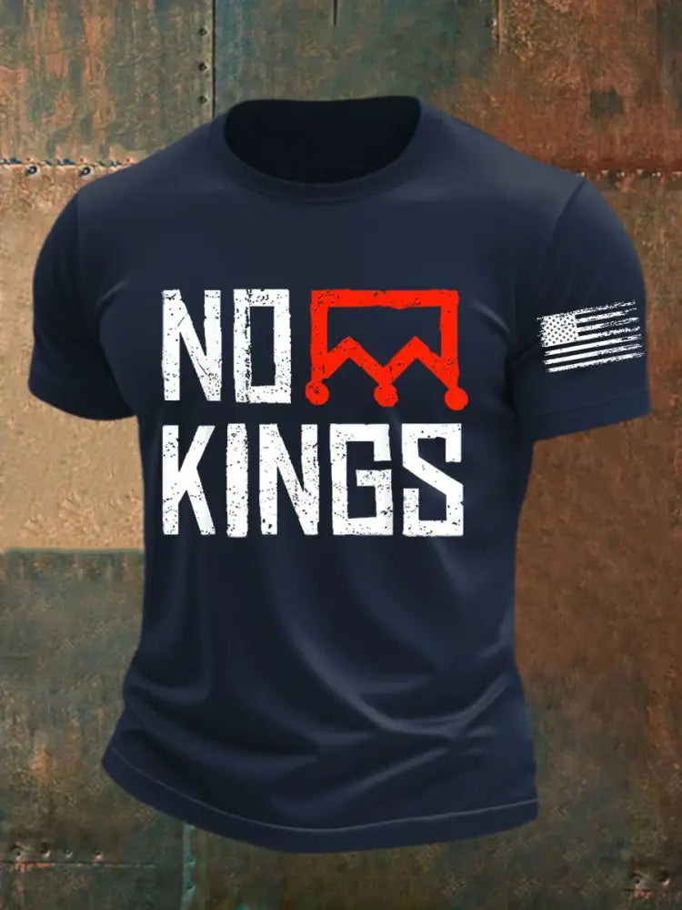 Men’s No Kings Protest Sign AntiTrump T-shirt Navy Blue / S