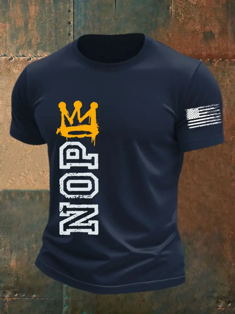 Men’s No Kings Protest Sign Nope T-shirt Navy Blue / S