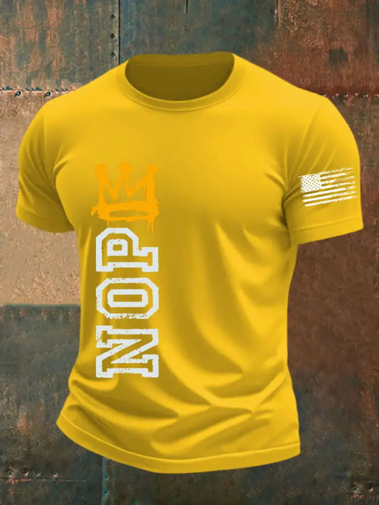 Men’s No Kings Protest Sign Nope T-shirt Yellow / S