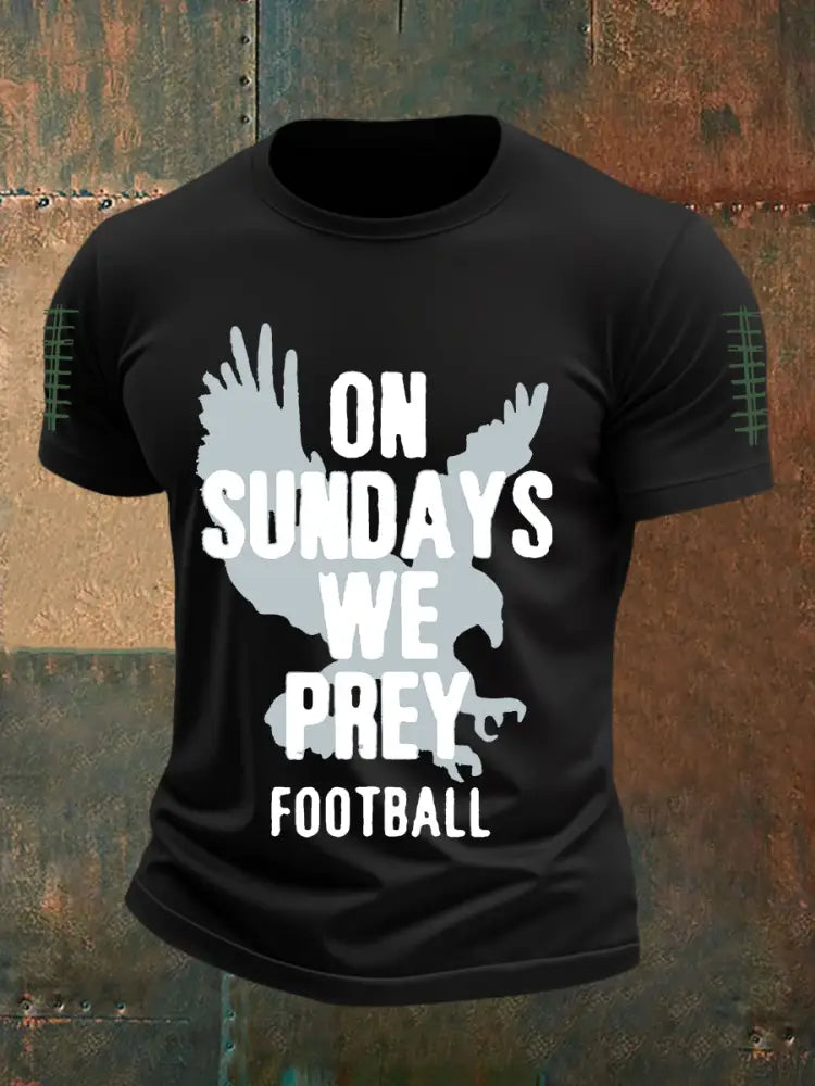 Men’s On Sundays We Play Football Football Fans Lovers Casual Short Sleeve Tee Black / S