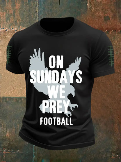 Men’s On Sundays We Play Football Football Fans Lovers Casual Short Sleeve Tee Black / S