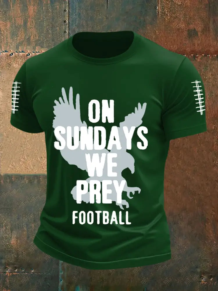 Men’s On Sundays We Play Football Football Fans Lovers Casual Short Sleeve Tee Dark Green / S