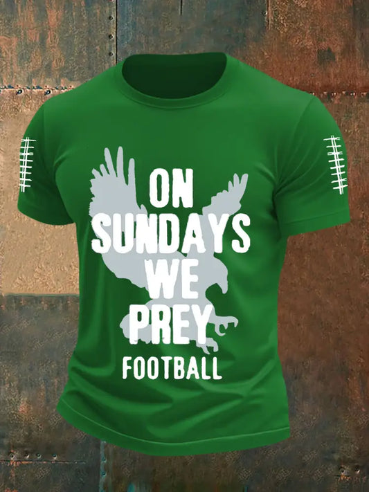 Men’s On Sundays We Play Football Football Fans Lovers Casual Short Sleeve Tee Green / S