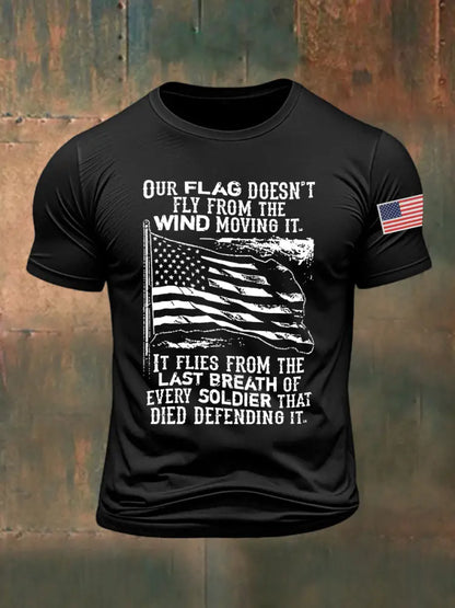 Men’s Our Flag Doesn’t Fly From The Wind Moving It Printed T-shirt Black / S