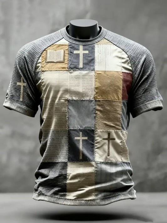 Men’s Patchwork of Faith Printed short sleeve t-shirt As picture / S