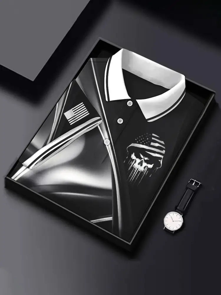 Men’s Patriotic USA Soldier Skull T-shirt Black / S