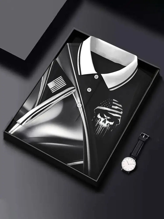 Men’s Patriotic USA Soldier Skull T-shirt Black / S