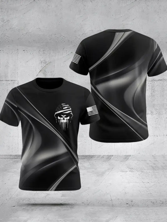 Men’s Patriotic USA Soldier Skull T-shirt Black / S