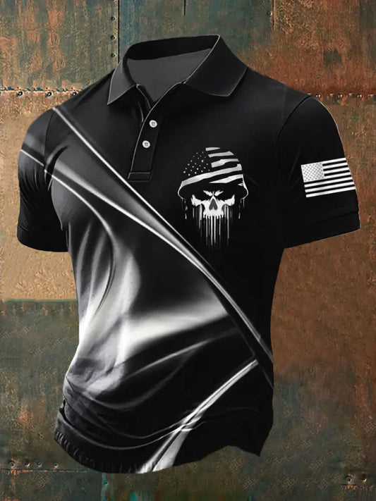Men’s Patriotic USA Soldier Skull T-shirt Black / S