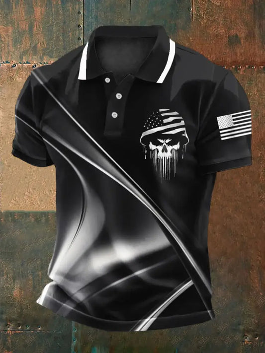 Men’s Patriotic USA Soldier Skull T-shirt Black / S